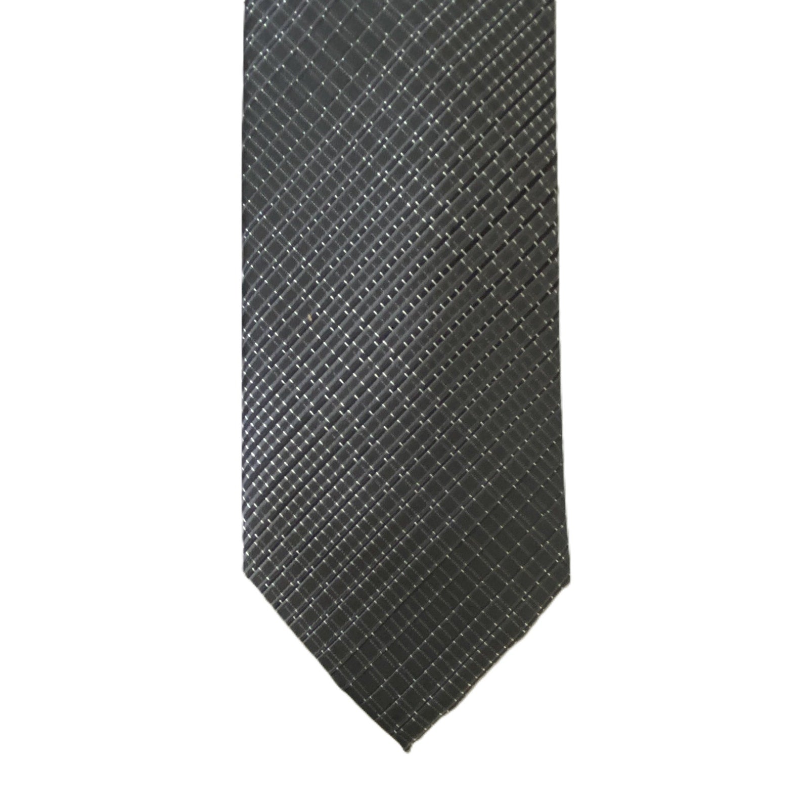 Perry Ellis Portfolio Necktie 3" Black Pearce Plaid Standard Length