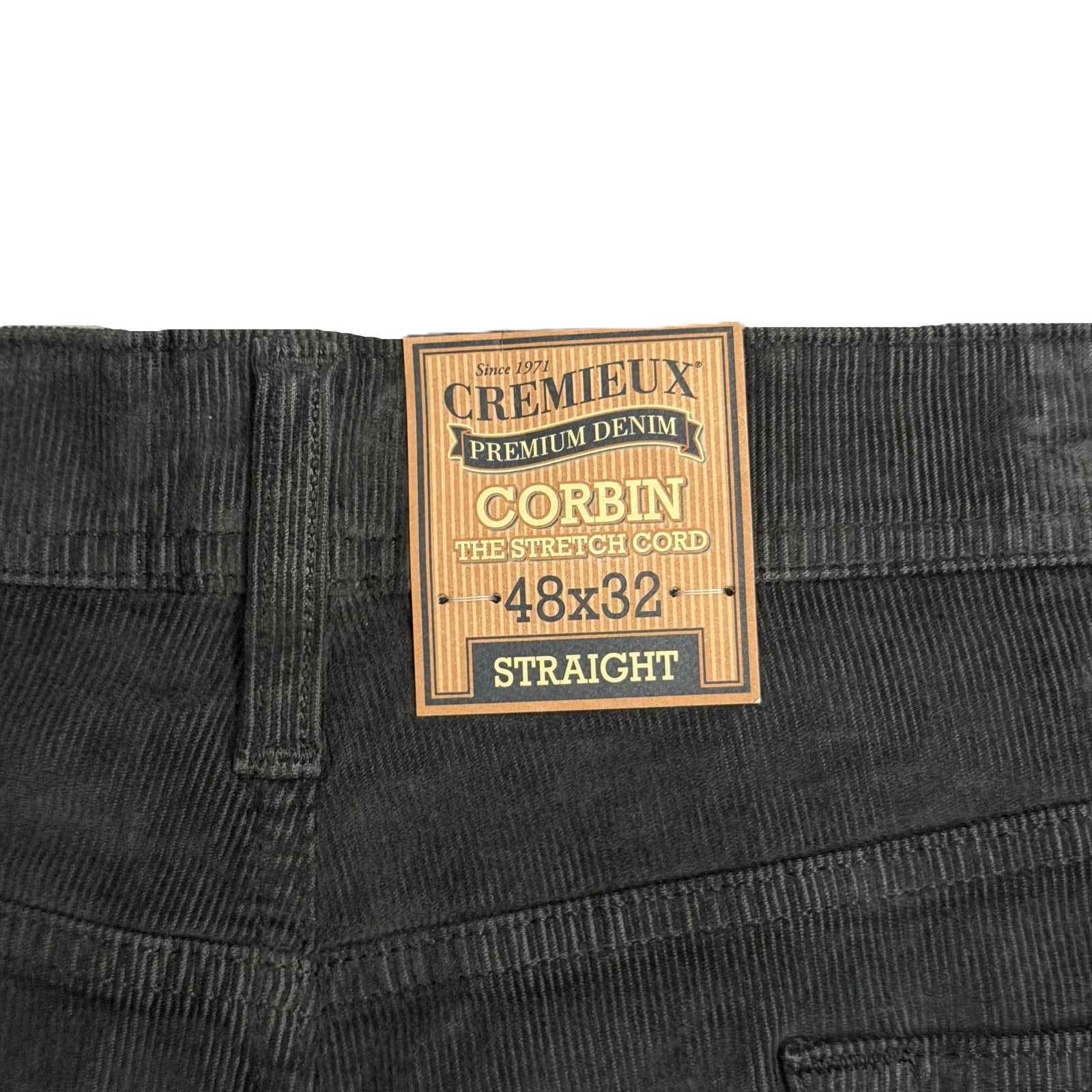 Daniel Cremieux Corduroy Pants Men's 48"x32" Straight Fit Stretch Charcoal