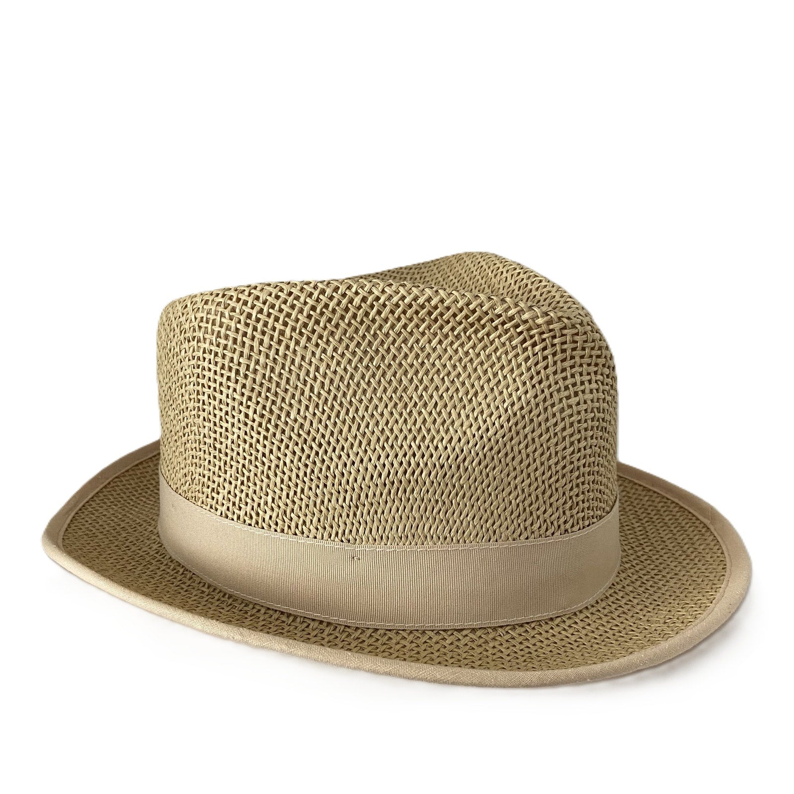 Daniel Cremieux 38 Blue Label Tan Braided Straw Fedora Hat Small/Medium