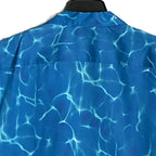 Theory Men's Medium Short Sleeve Shirt Camp Collar Blue Ripple Print