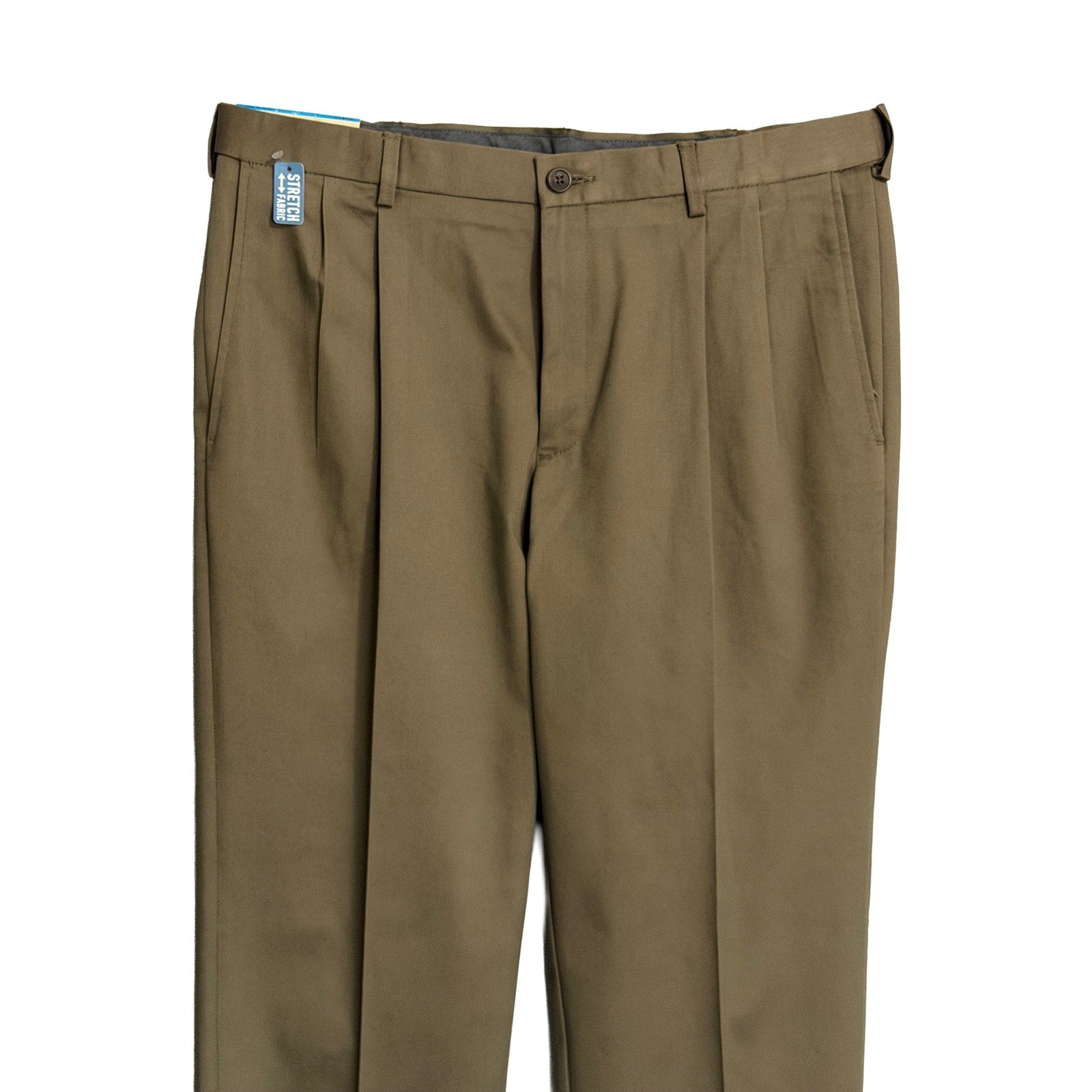 Haggar Men's 36x30 Premium No Iron Khaki Pleated Front Stretch Toast (Brown)