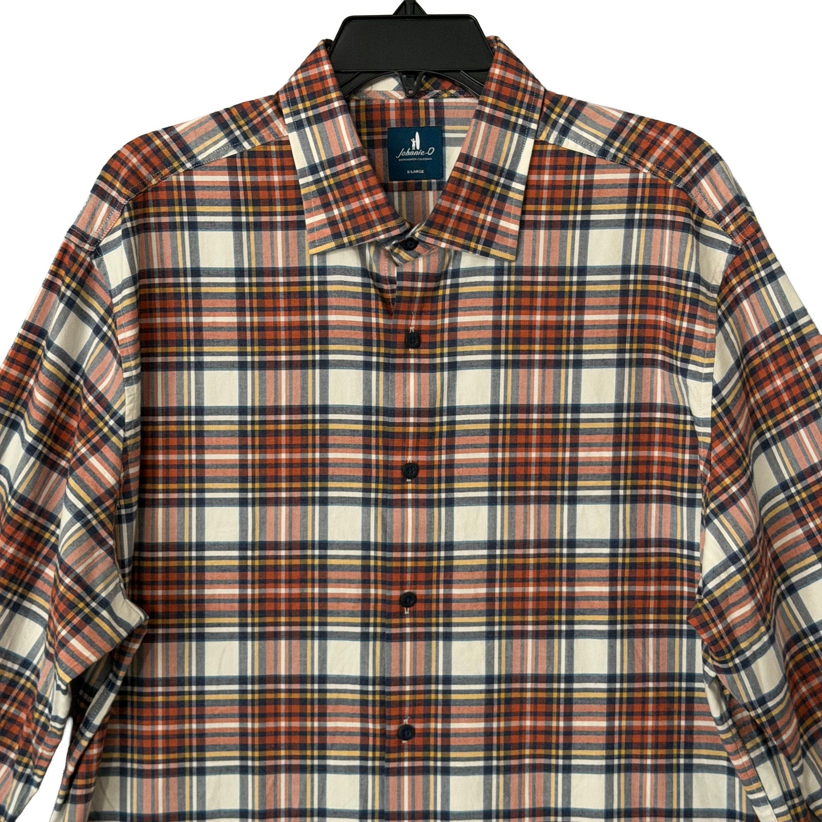 Johnnie-O Knick Performance Men's XL Flannel Button-Down Shirt Pumpkin