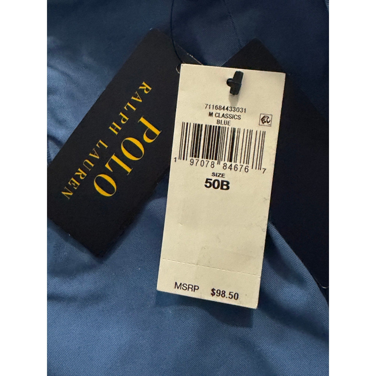 Polo Ralph Lauren Shorts Men's 50B 9" Big & Tall Stretch Chino Cotton Blue