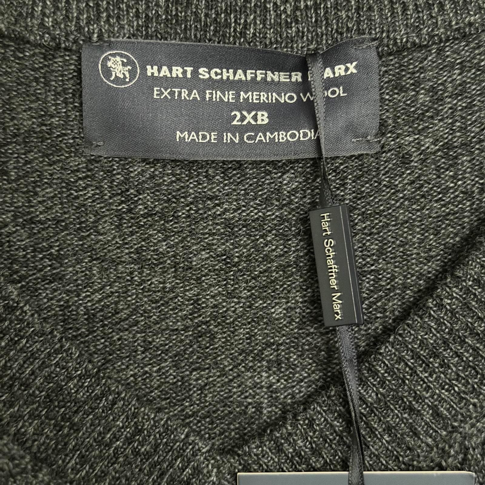 Hart Schaffner Marx Sweater Vest Men's 2XB Big & Tall Wool Charcoal Heather