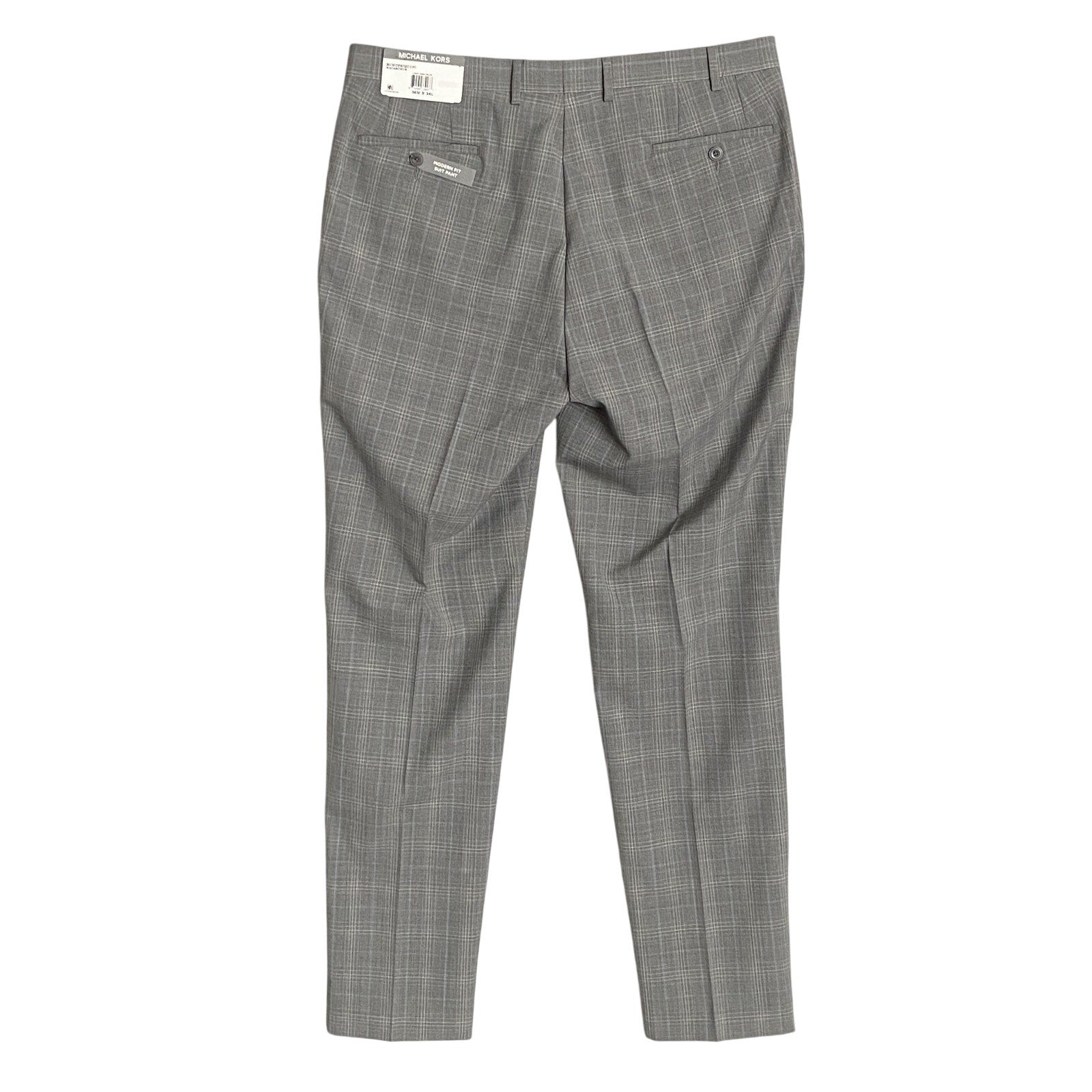 Michael Kors Suit Pants Men's 36x34 Modern Fit Wool Blend Lt Grey/Blue Check