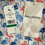 Tommy Bahama Shirt "The Veracruz Cay Flamingo Mingle" Men's Large White
