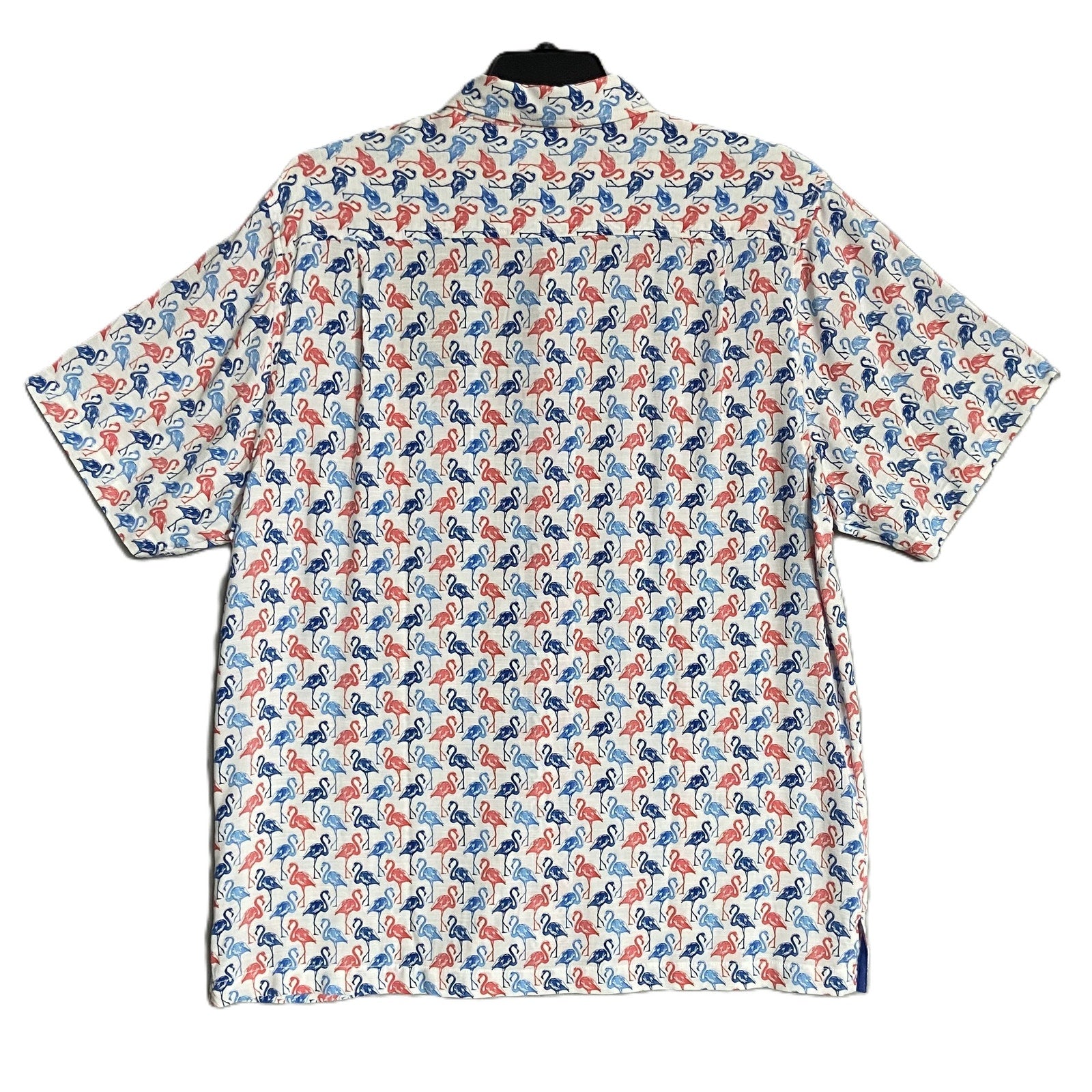 Tommy Bahama Shirt "The Veracruz Cay Flamingo Mingle" Men's Large White