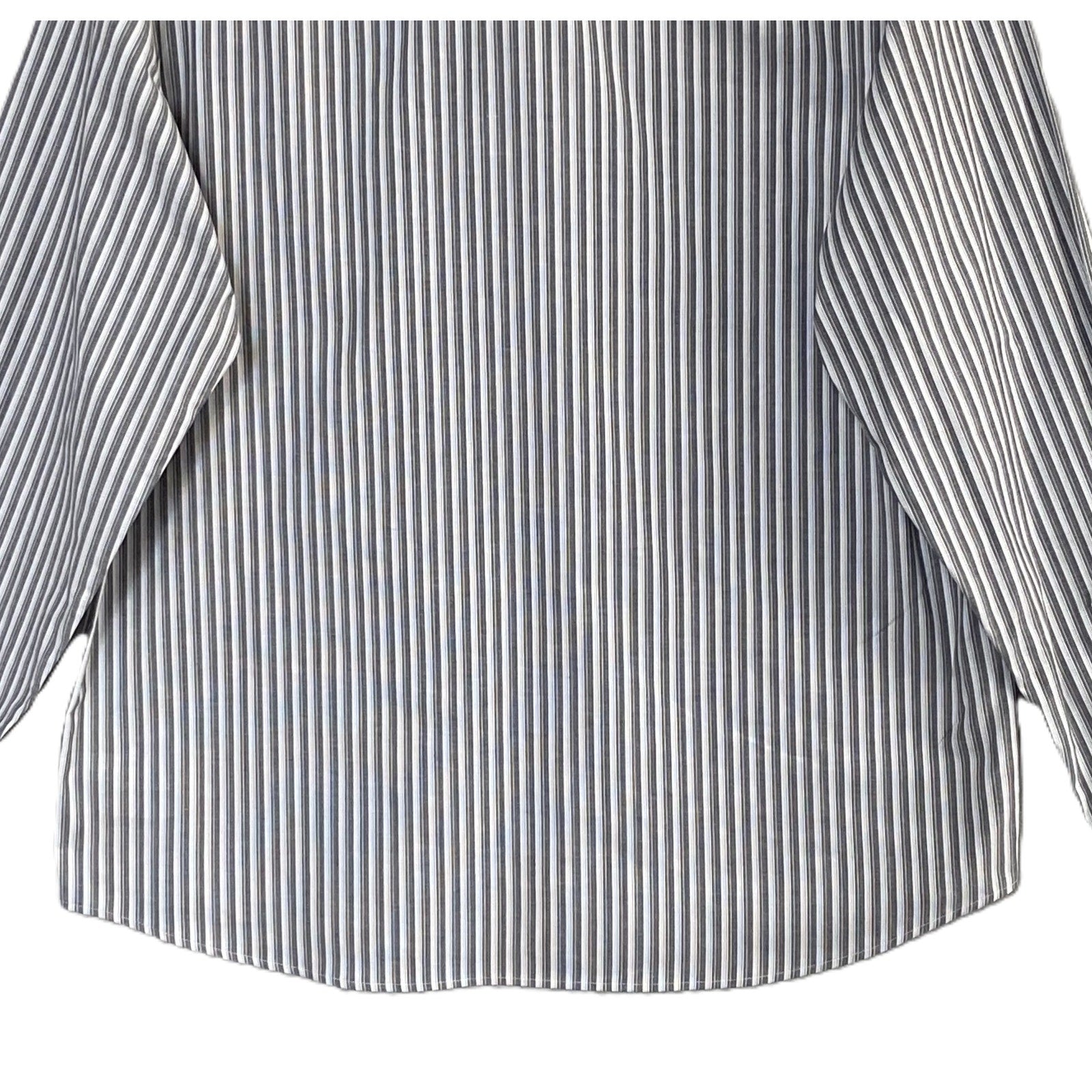 Michael Kors Shirt Men's XXL Slim Fit Long Sleeve Stretch Grey Pinstripe