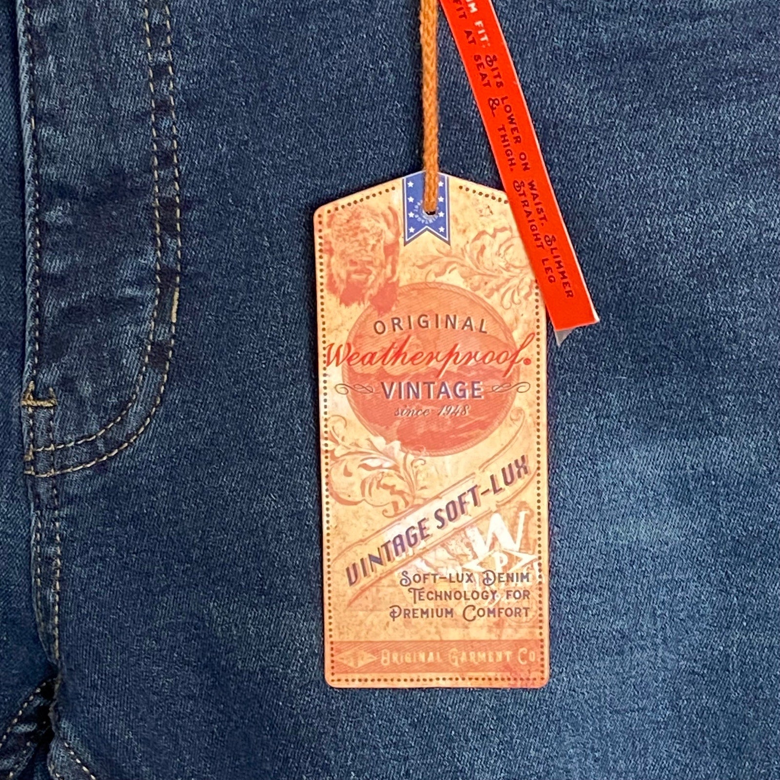 Weatherproof Vintage Men's 40x34 Slim Fit Vintage Soft-Lux Blue Denim Jeans