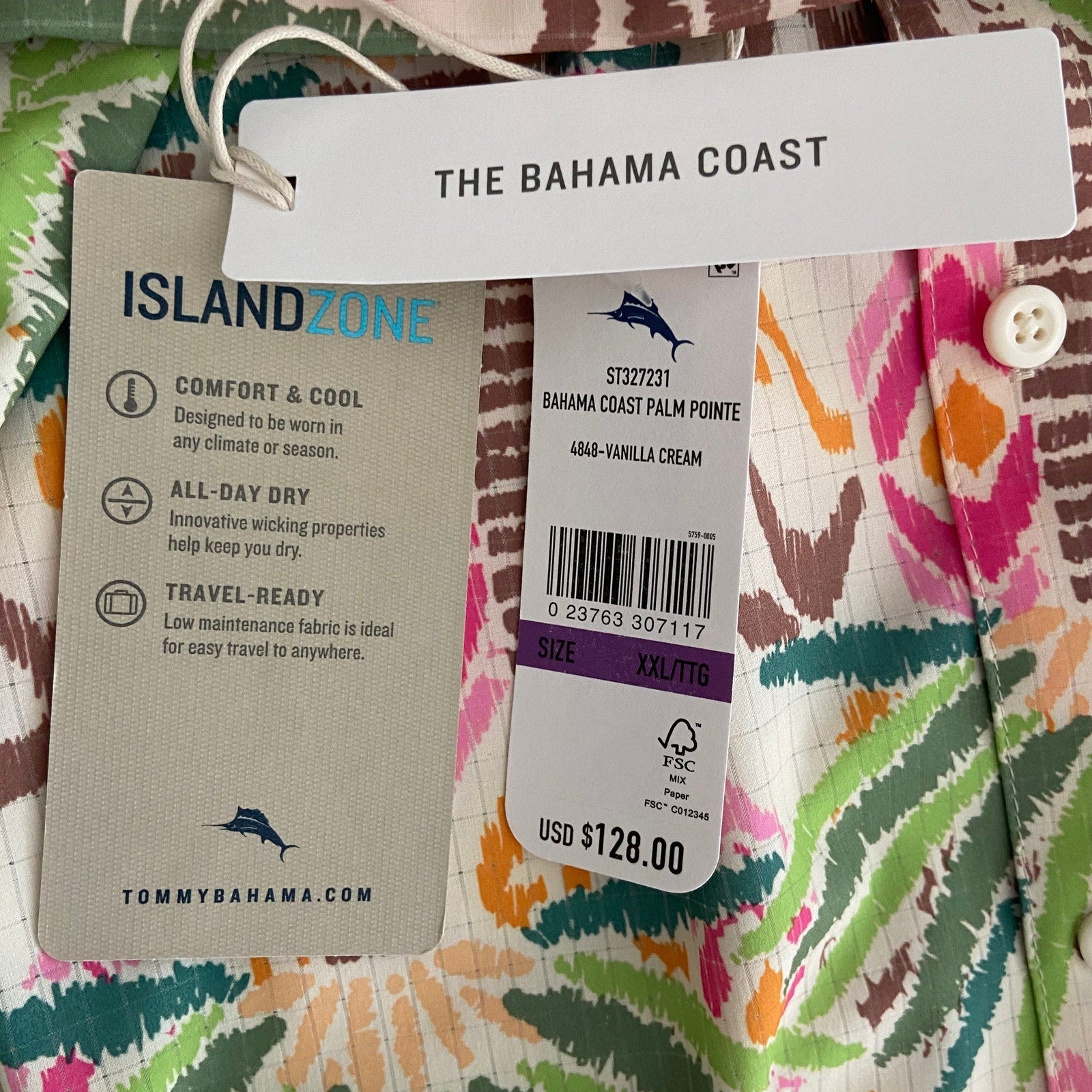 Tommy Bahama Shirt Men's XXL "The Bahama Coast" Palm Point Stretch NEW