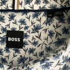 Boss Shirt Men's 5XL Big & Tall Short Sleeve Stretch Linen Shirt Blue Floral