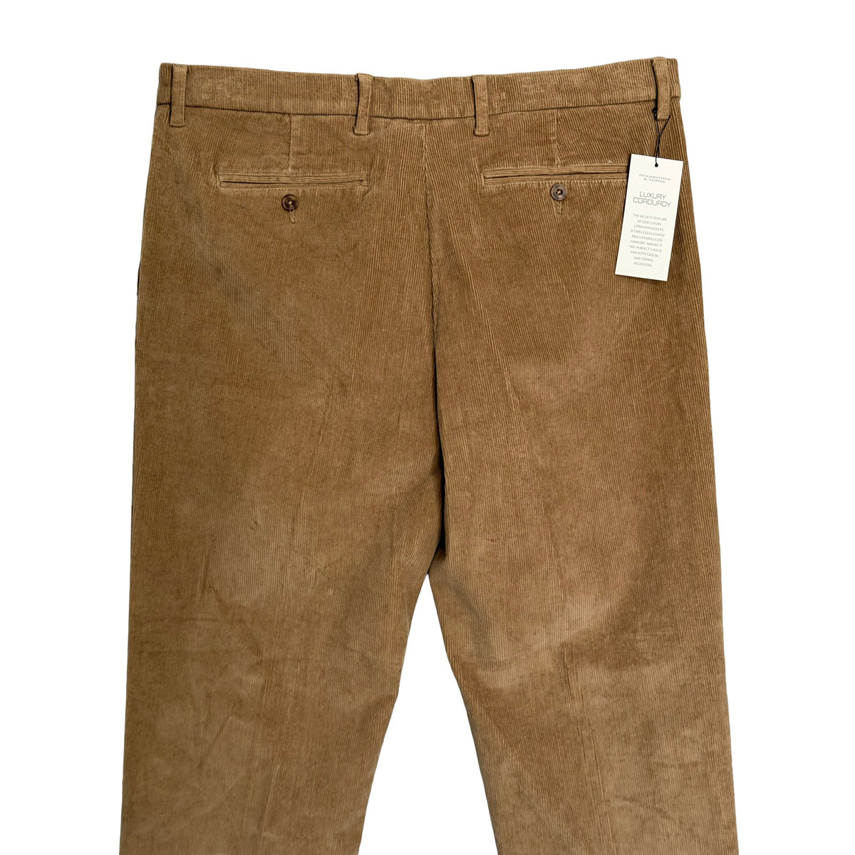 Roundtree & Yorke Pant Men's 38x30 Classic Fit Corduroy Pleated Cuffs Khaki