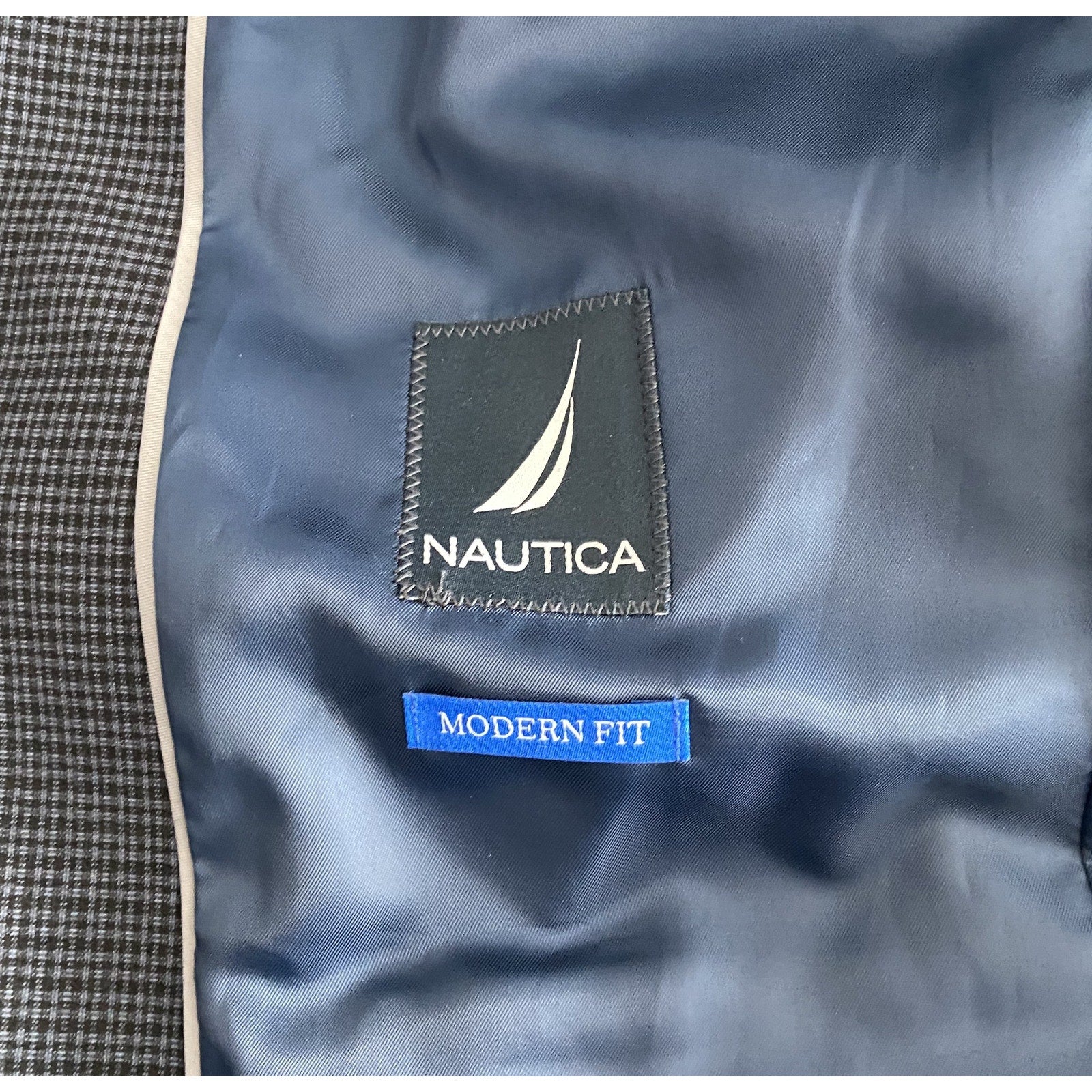 Nautica Sport Coat Men's 38R Modern Fit Active Lined Stretch Blue Check