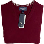 Daniel Cremieux V-Neck Sweater Men's Large Luxury Cashmere Burgundy