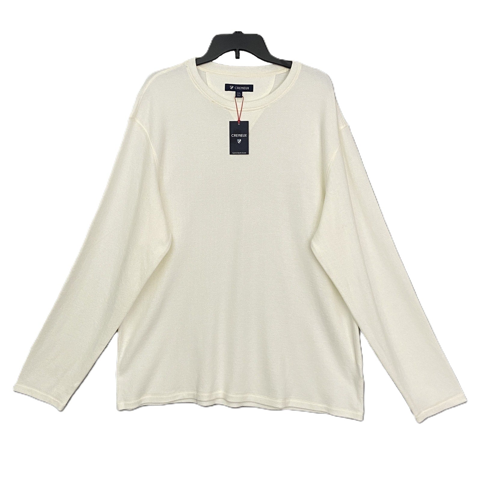 Daniel Cremieux Mne's XXL Long Sleeve Crew Neck T-Shirt Solid Cream