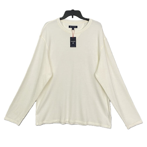 Daniel Cremieux Mne's XXL Long Sleeve Crew Neck T-Shirt Solid Cream