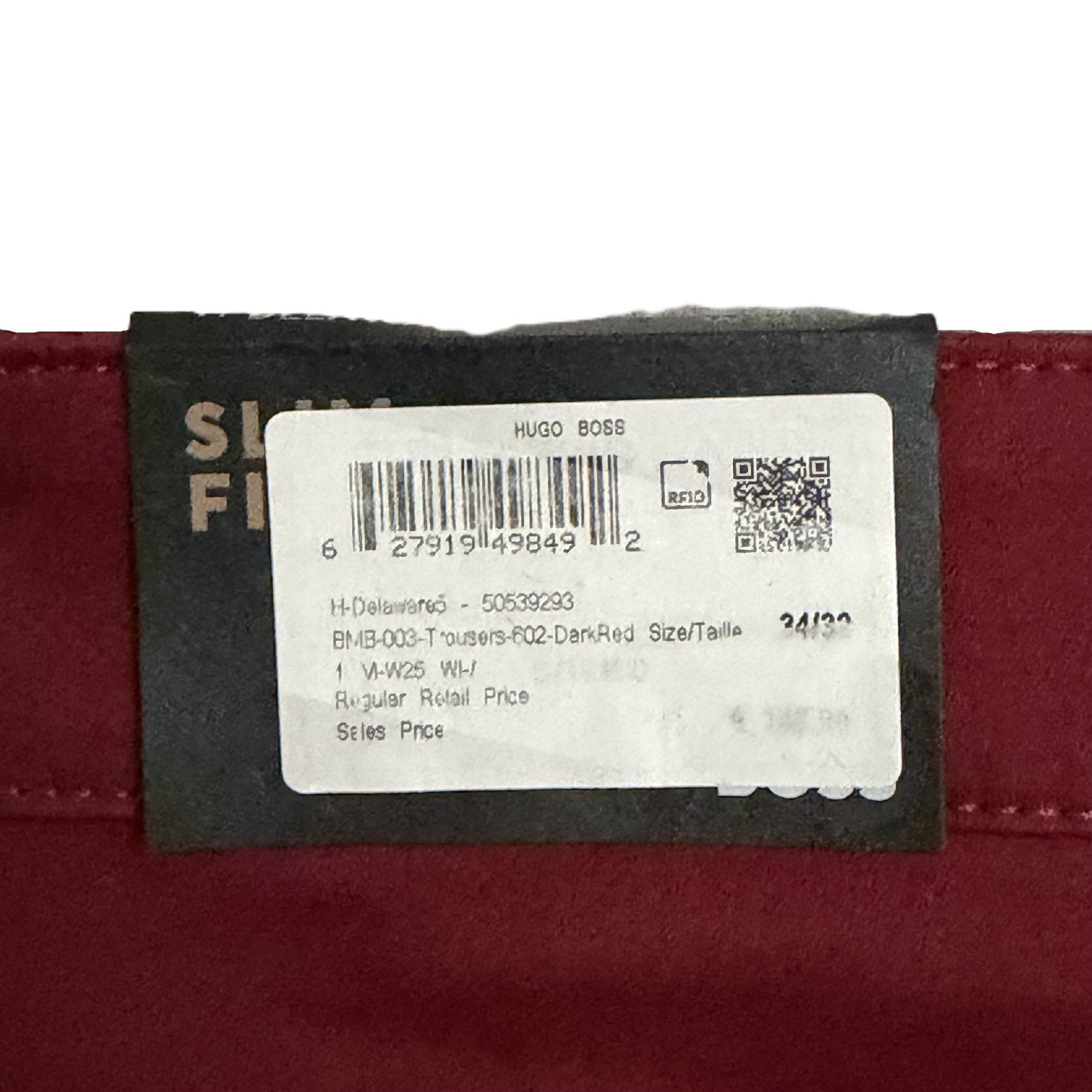 Boss Soft Touch Trousers Men's 34"x32" Slim Fit Flat Front Stretch Red