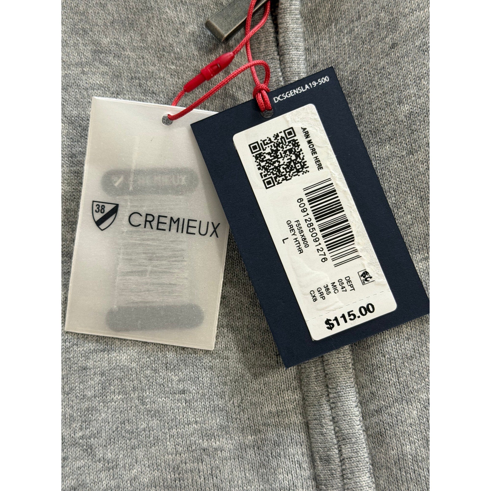 Daniel Cremieux Sweater Vest Men's Large Full Zip Cotton Cashmere Blend Grey Heather