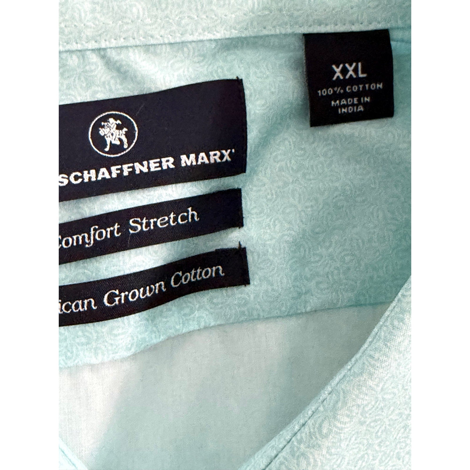 Hart Schaffner Marx Shirt Men's XXL Short Sleeve Comfort Stretch Cotton Blue