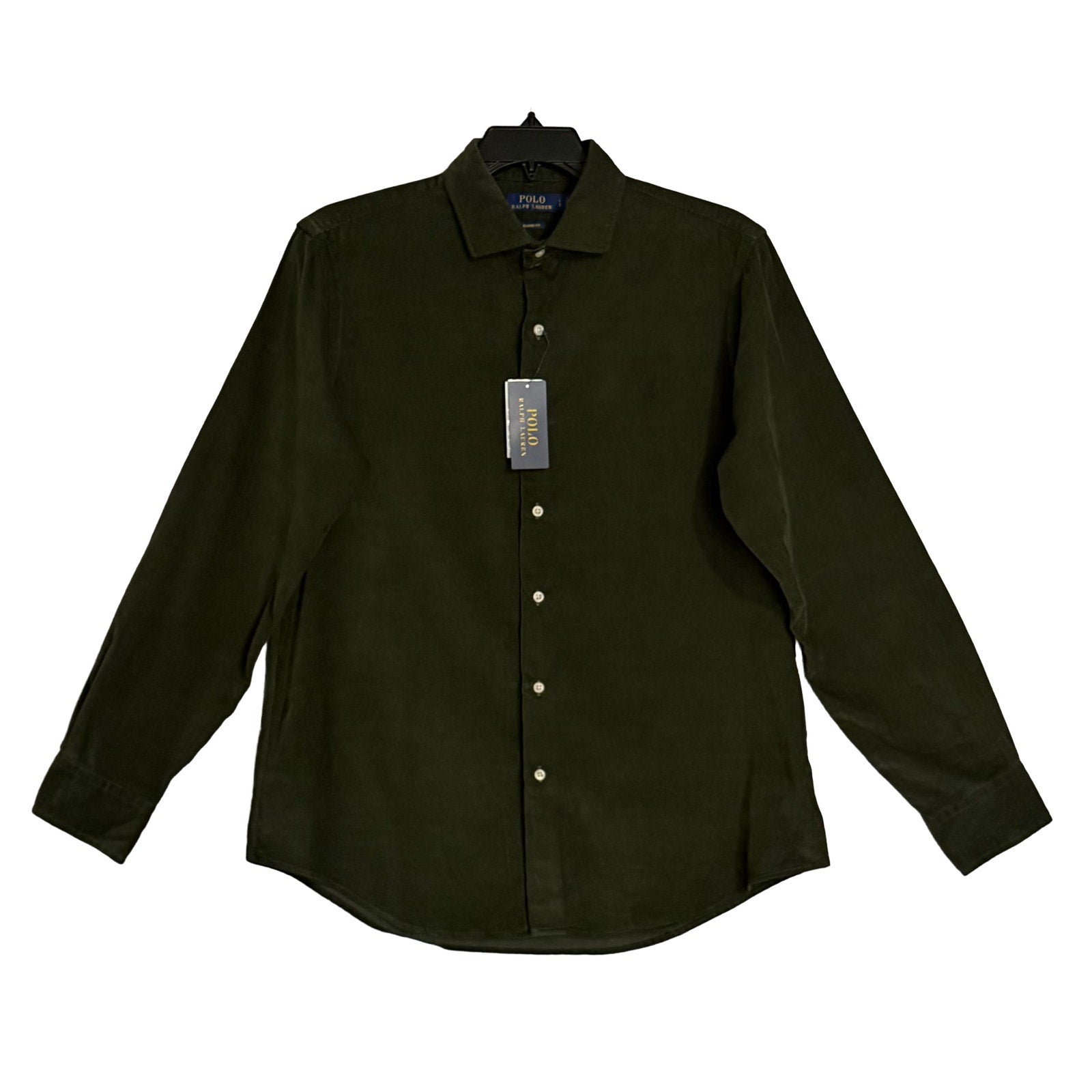 Polo Ralph Lauren Shirt Men's Large Corduroy Classic Fit Long Sleeve Olive