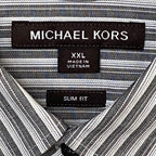 Michael Kors Shirt Men's XXL Slim Fit Long Sleeve Stretch Grey Pinstripe