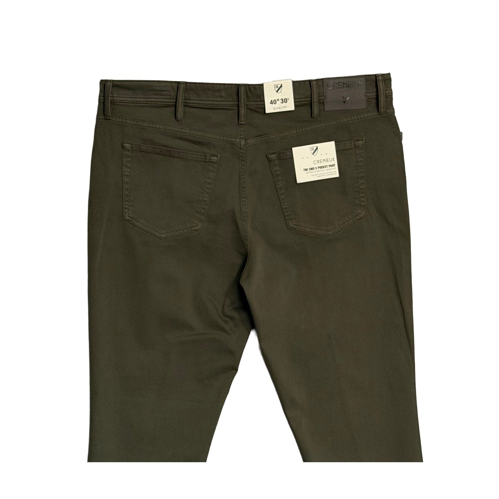 Daniel Cremieux Pant Men's 40"x30" CMX 5-Pocket Pant Sateen Stretch Dark Olive