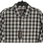 Michael Kors Flannel Shirt Men's XXL Classic Fit Black Grey Plaid Stretch