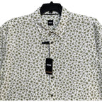 Boss Shirt Men's 3XL Big & Tall Short Slv Stretch Linen Shirt Green Floral