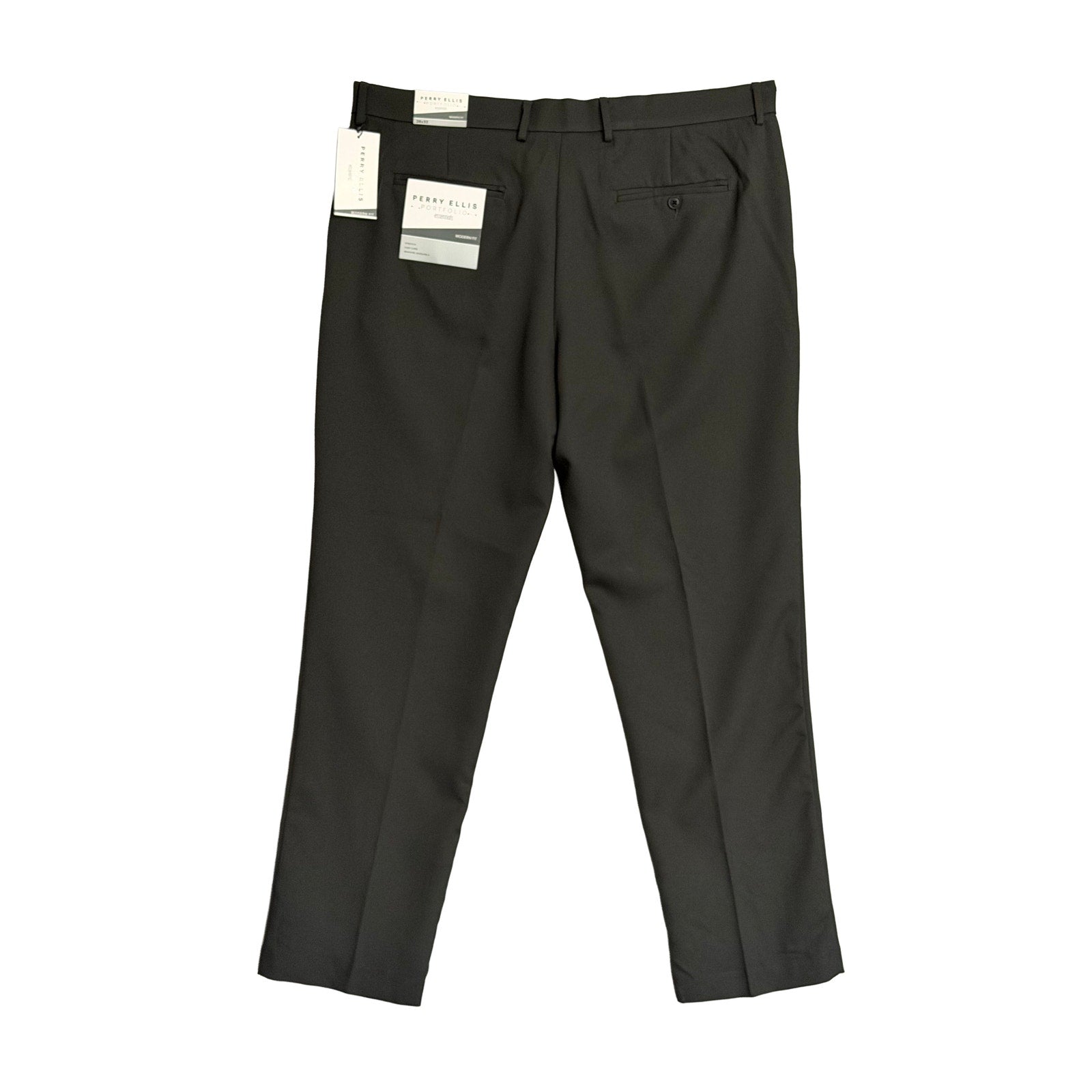 Perry Ellis Portfolio Pants Men's 38"x32" Dress Pants Modern Fit Charcoal