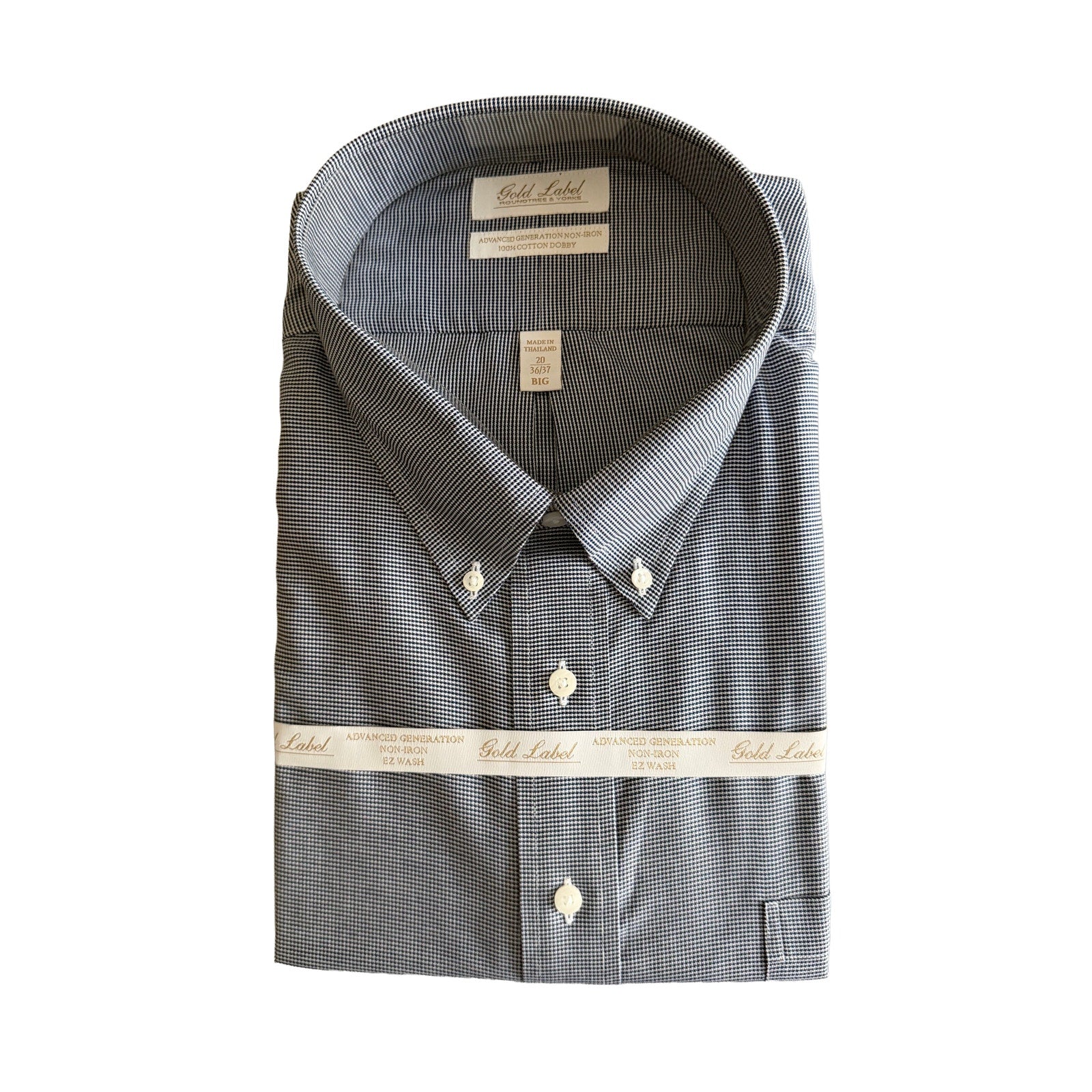 Roundtree & Yorke Shirt Big & Tall Men's 20 36/37 Dress Shirt Navy Blue