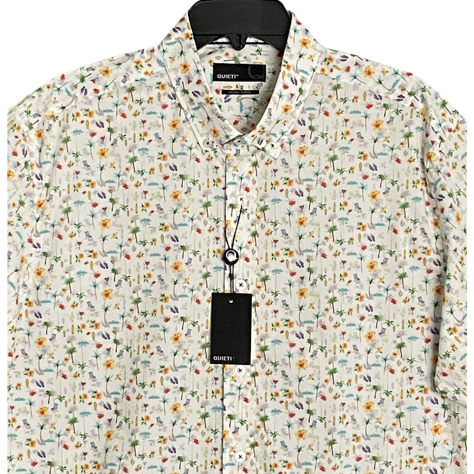 Quieti Shirt Men's XL Short Sleeve Button-Down Shirt Beach Theme Print