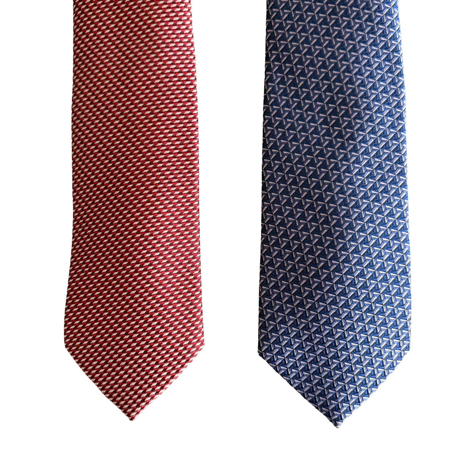 Perry Ellis Portfolio Men's Ties Lot of 2 Red Bartolle Mini & Navy Mackin Geo