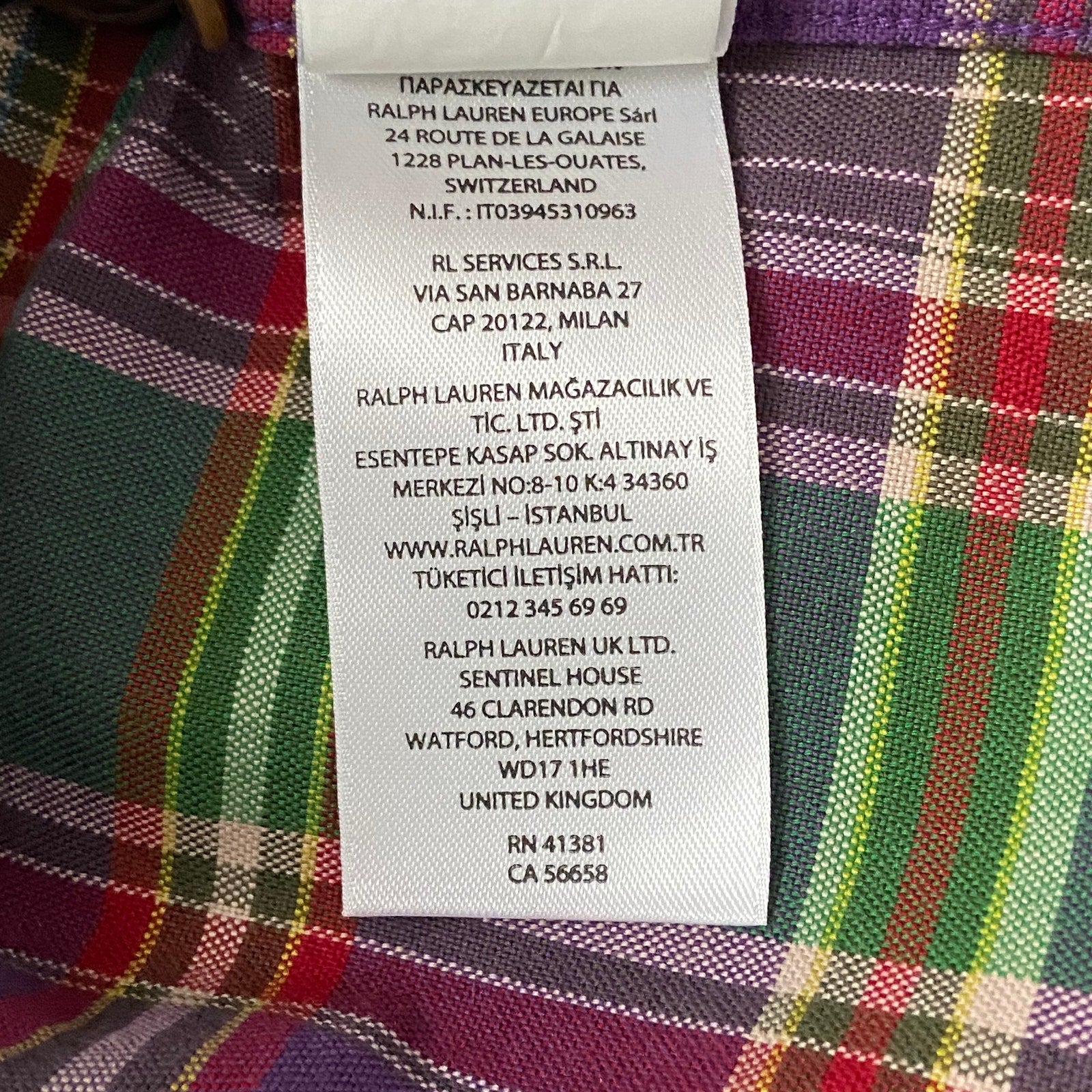 Polo Ralph Lauren Shirt Men's Small Classic Fit Long Slv Purple/Green Plaid