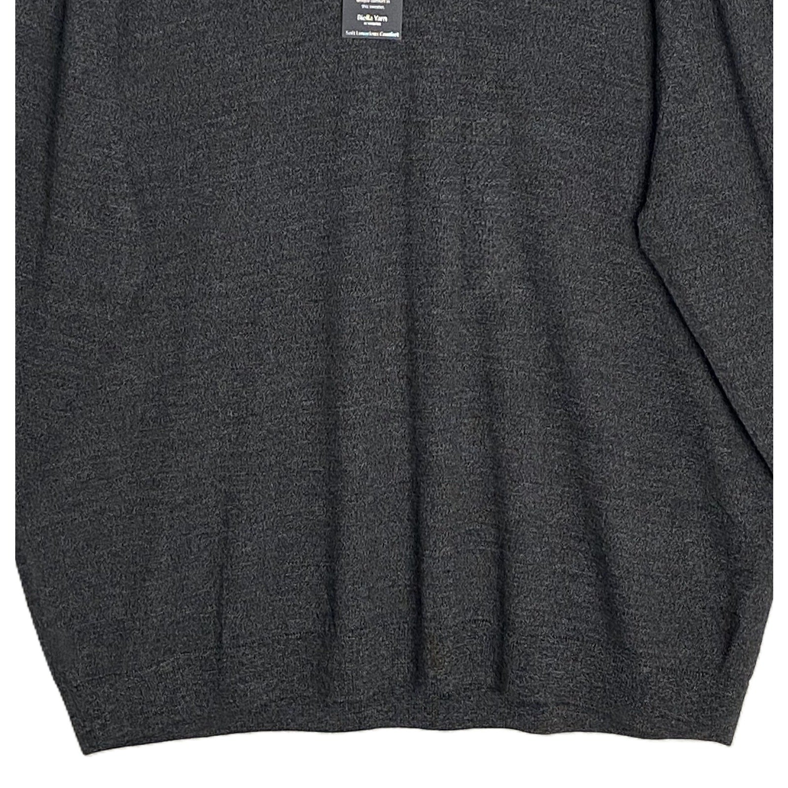 Hart Schaffner Marx Sweater Men's 3XB Big & Tall V-Neck Merino Wool Charcoal