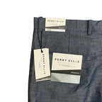 Perry Ellis Portfolio Pants Men's 33"x30" Modern Fit Linen Blend Blueprint