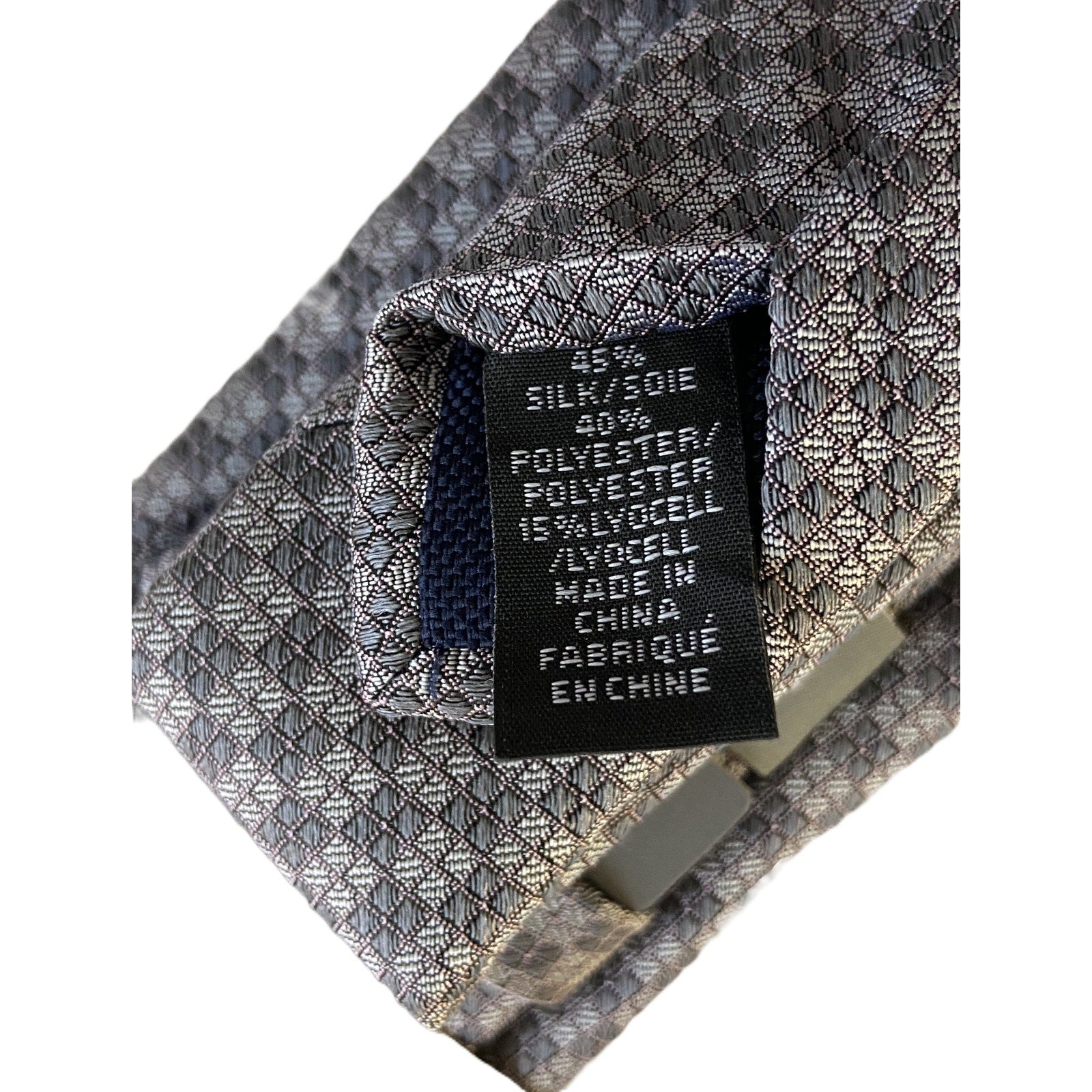 Michael Kors Necktie 3" Winslow Neat Gray Geo Standard Length Silk Blend