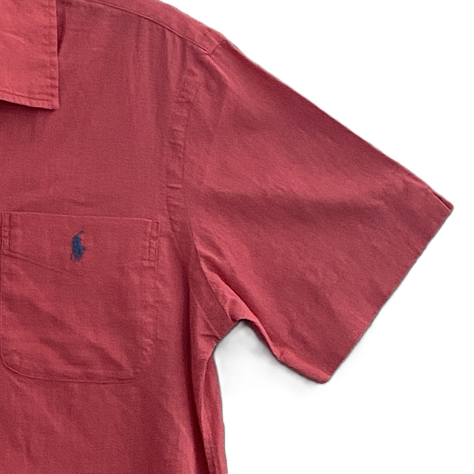 Polo Ralph Lauren Shirt Men's Small Classic Fit Short Slv Linen Blend Red