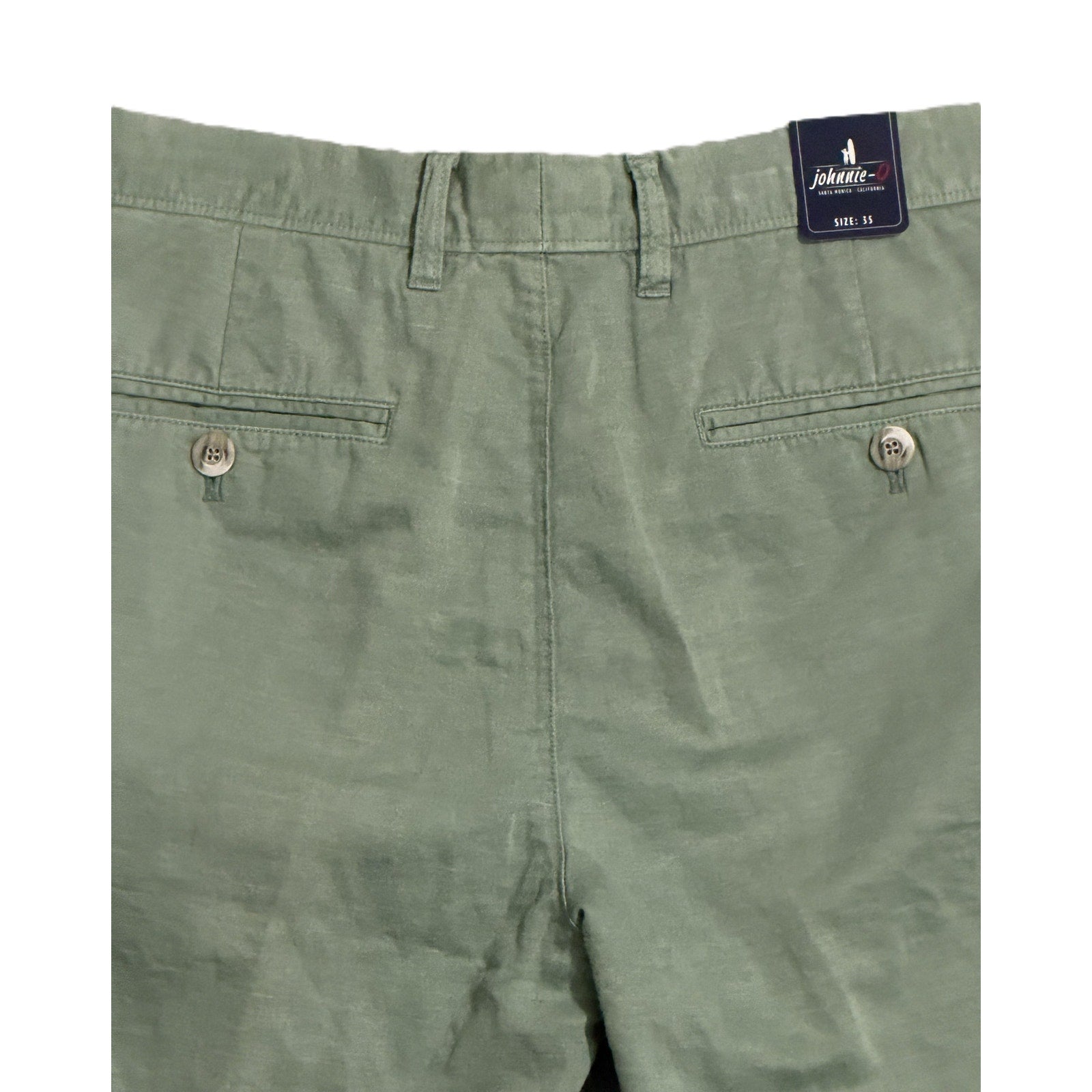 Johnnie-O Shorts Men's 36W Cotton Linen Blend Flat Front Blue Surf NEW