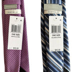 Perry Ellis Portfolio Men's Ties Lot of 2 Magenta Bartolle Mini & Navy Stripe