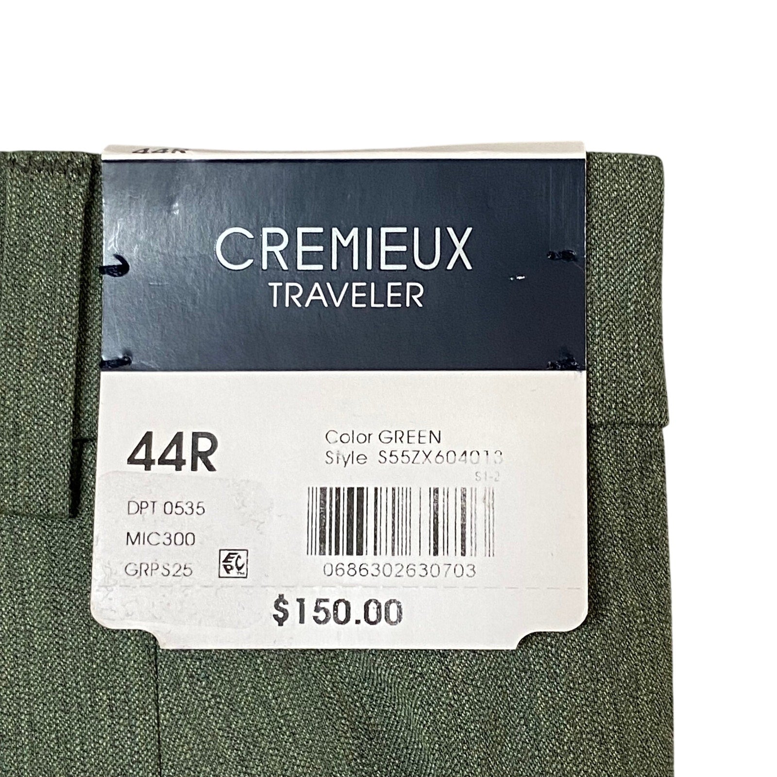 Daniel Cremieux Dress Pant Men's 44R Traveler Raw Hem Comfort Waist Green