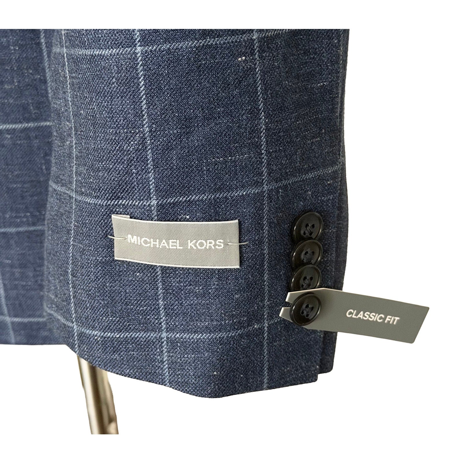 Michael Kors Suit Jacket Men's 52 Long Classic Fit Wool Silk Linen Blue Ck