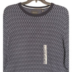 Perry Ellis Men's XLT Big & Tall Geometric Jacquard Crew Neck Sweater Indigo