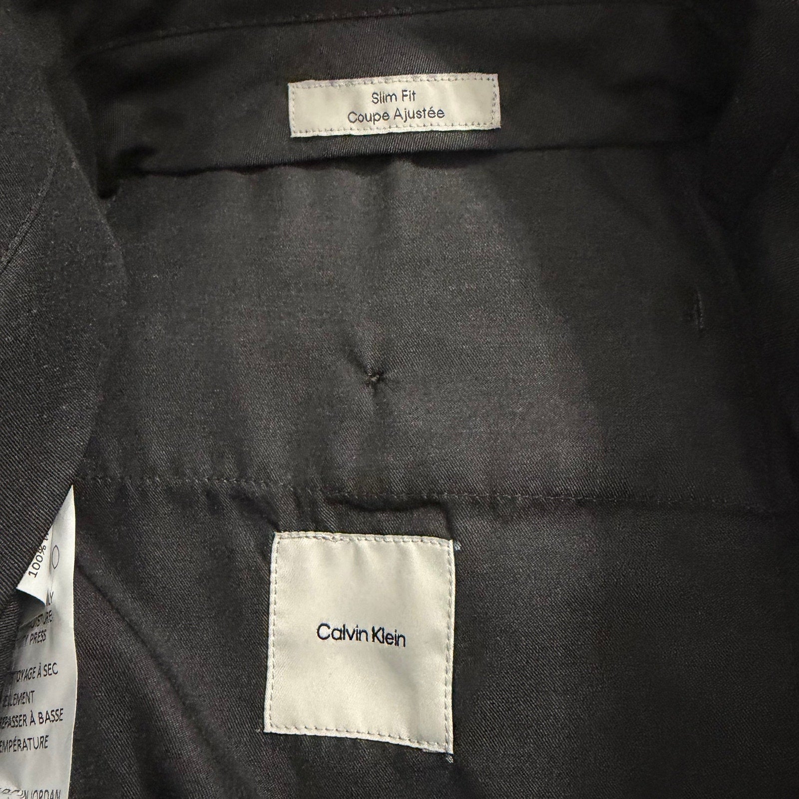 Calvin Klein Dress Pant Men's 30"x30" Slim Fit Wool Pleated Front Black