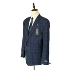 Michael Kors Suit Jacket Men's 52 Long Classic Fit Wool Silk Linen Blue Ck