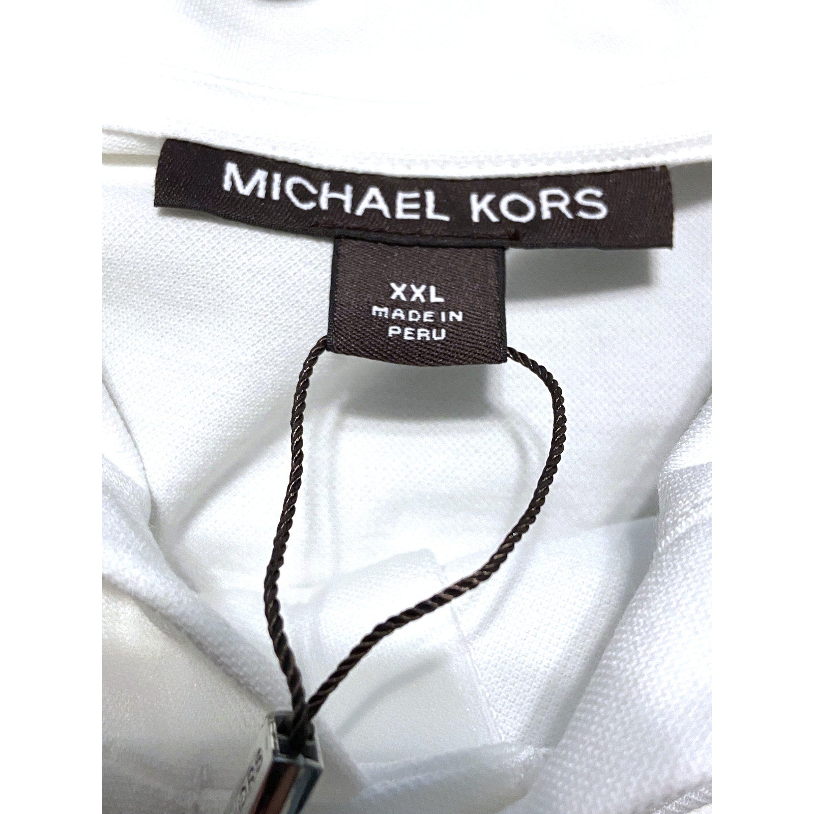 Michael Kors Polo Hoodie Shirt Men's XXL Pima Cotton Stretch Ocean White