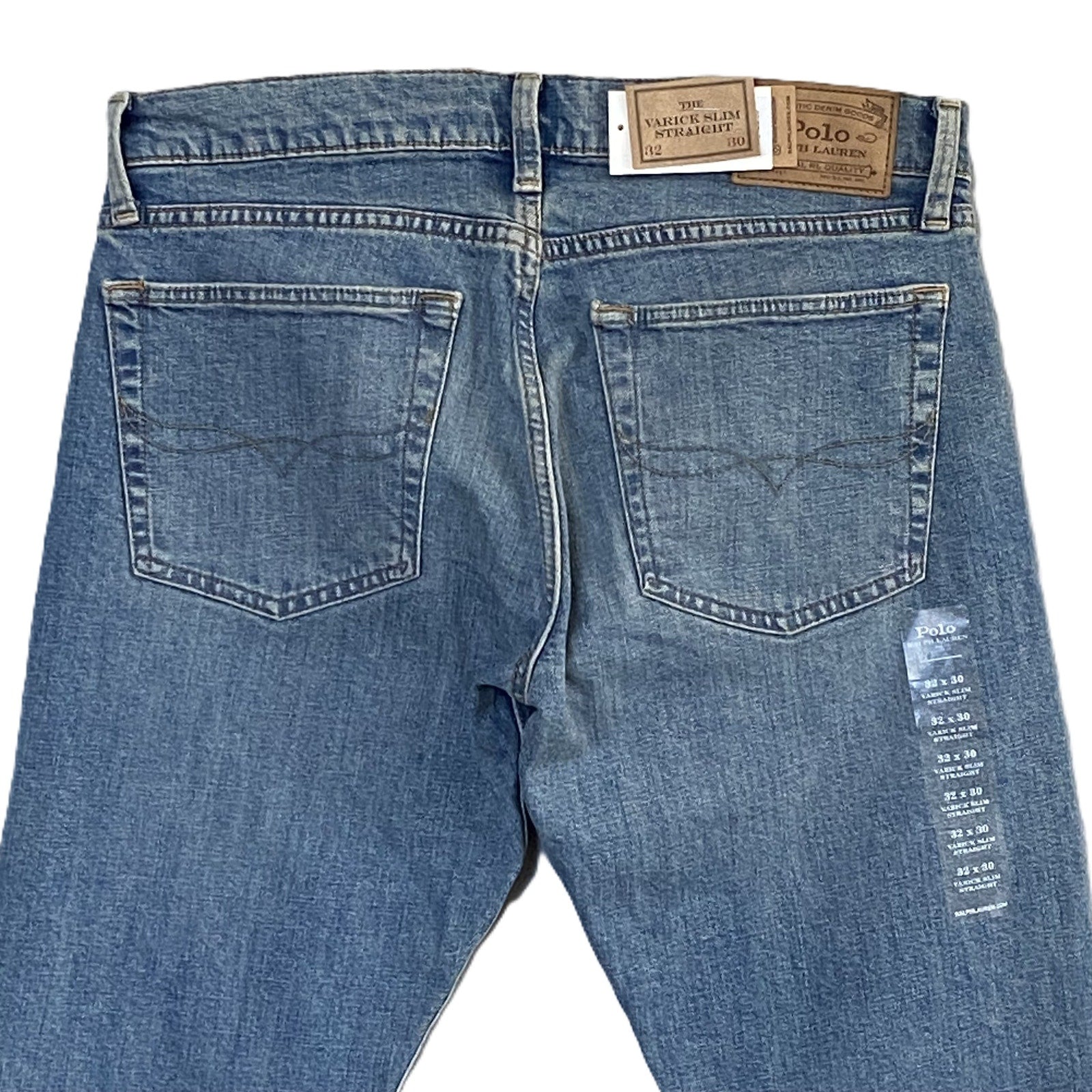 Polo Ralph Lauren Jeans Men's 32"x30" Varick Slim Straight Denim Jeans Blue