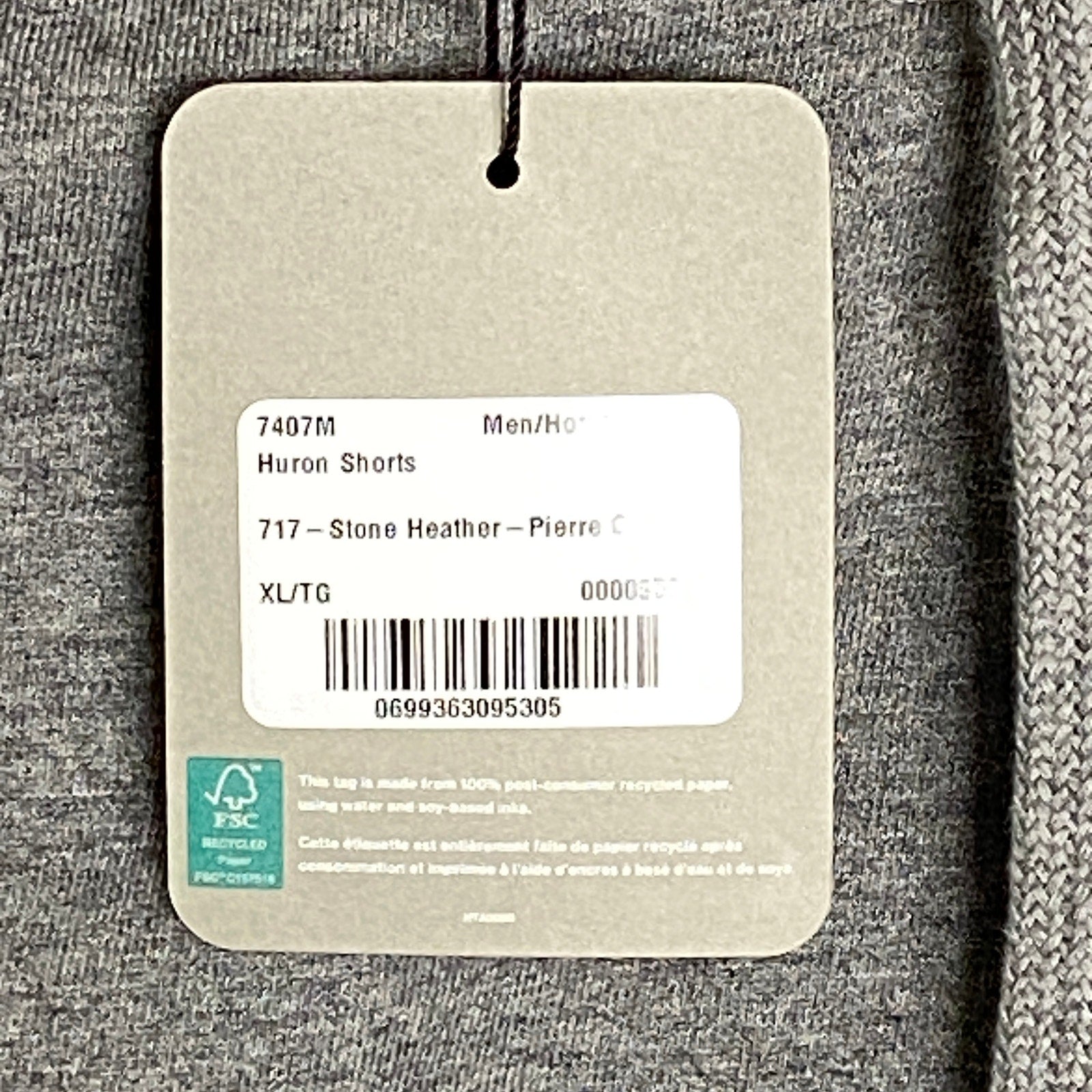 Canada Goose Huron Shorts Men's XL Stone Heather Drawstring Waist
