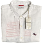 Tommy Bahama Men's 3XL Marlin & Stripes Long Sleeve Linen Shirt White