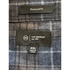 AG Los Angeles Wayne Long Sleeve Work Shirt Men's XXL Relaxed Fit Navy Plaid