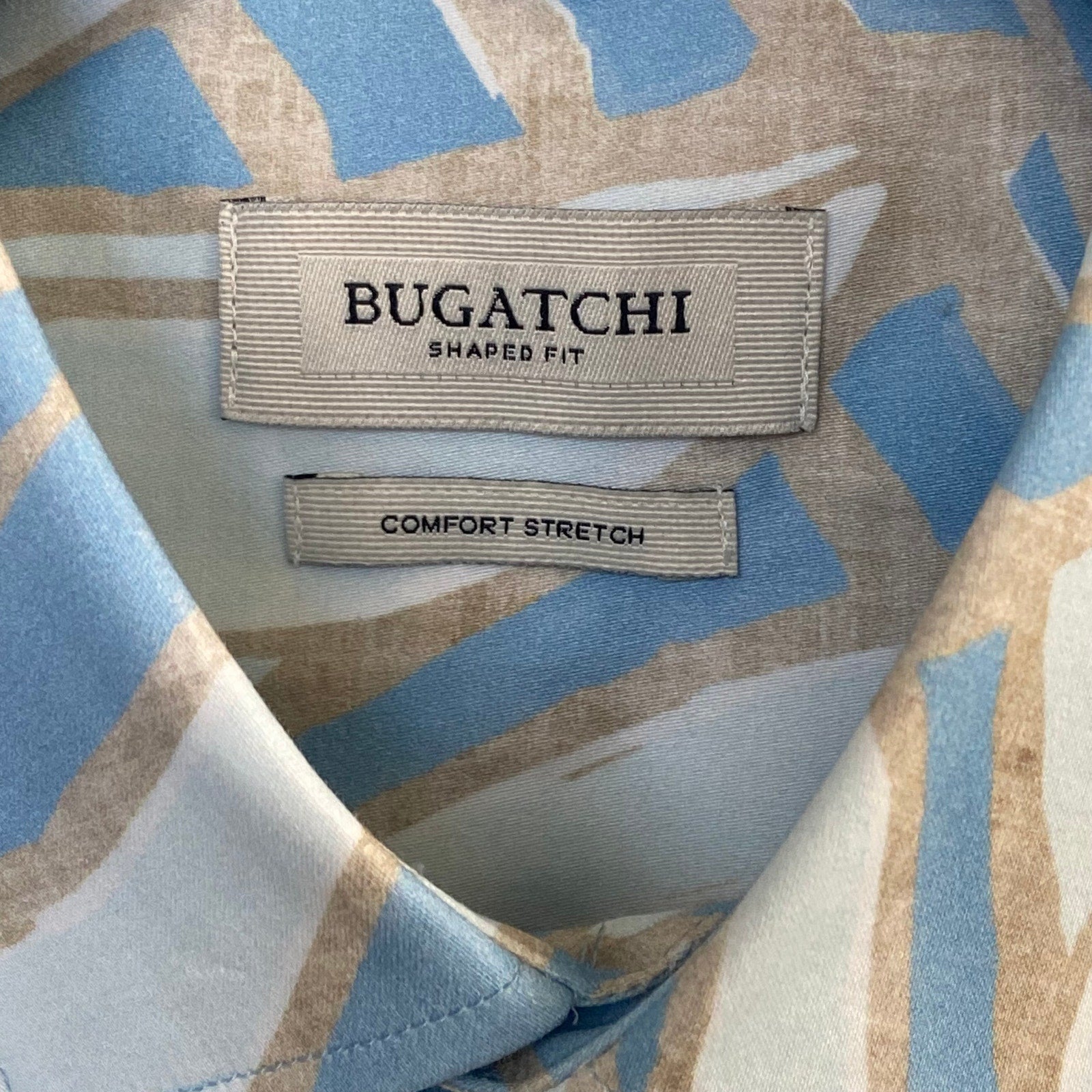 Bugatchi Shirt Men's XL Comfort Stretch Shaped Fit Short Sleeve Blue Floral
